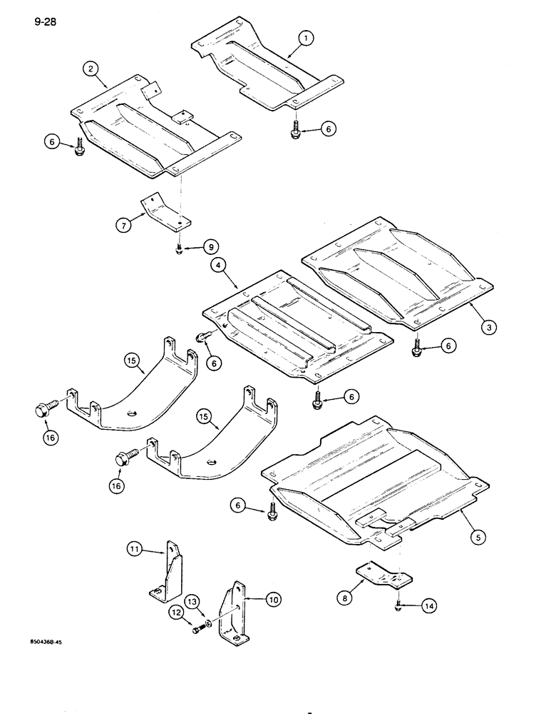 Схема запчастей Case 855D - (9-028) - UNDERCARRIAGE GUARDS (09) - CHASSIS/ATTACHMENTS