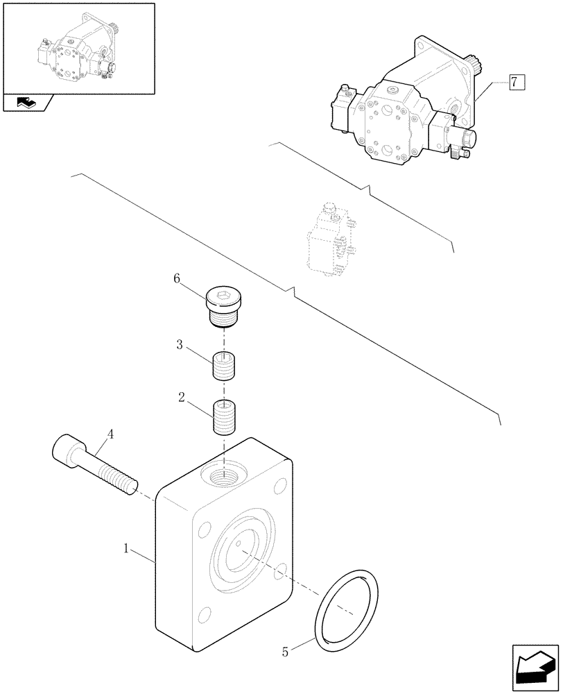 Схема запчастей Case 221E - (076/01[22]) - HYDRAULIC MOTOR ADJUSTMENT COVER (05) - REAR AXLE