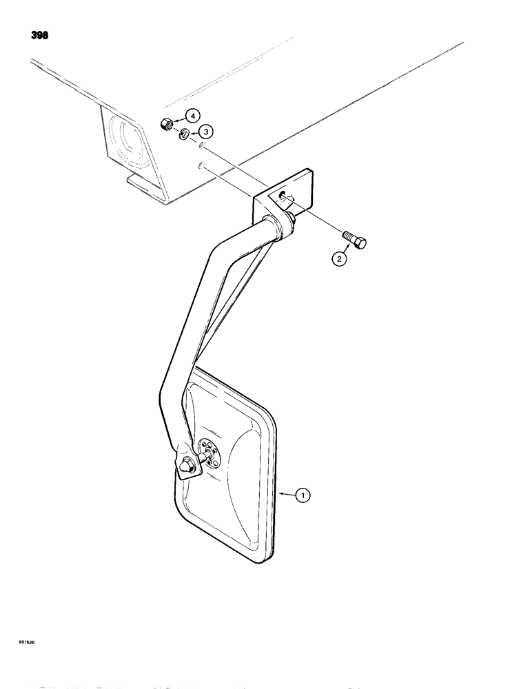 Схема запчастей Case 680H - (398) - REAR VIEW MIRROR, CAB AND CANOPY MODELS (09) - CHASSIS/ATTACHMENTS