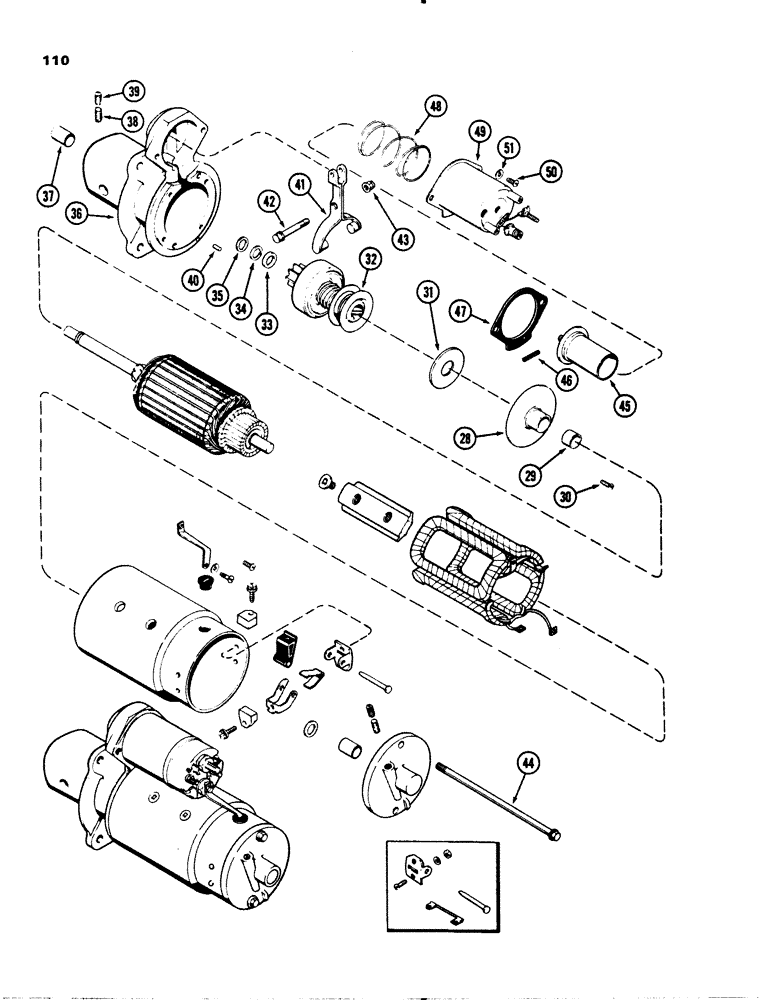 Схема запчастей Case 1845S - (110) - R29870 STARTER, (188) DIESEL ENGINE (55) - ELECTRICAL SYSTEMS