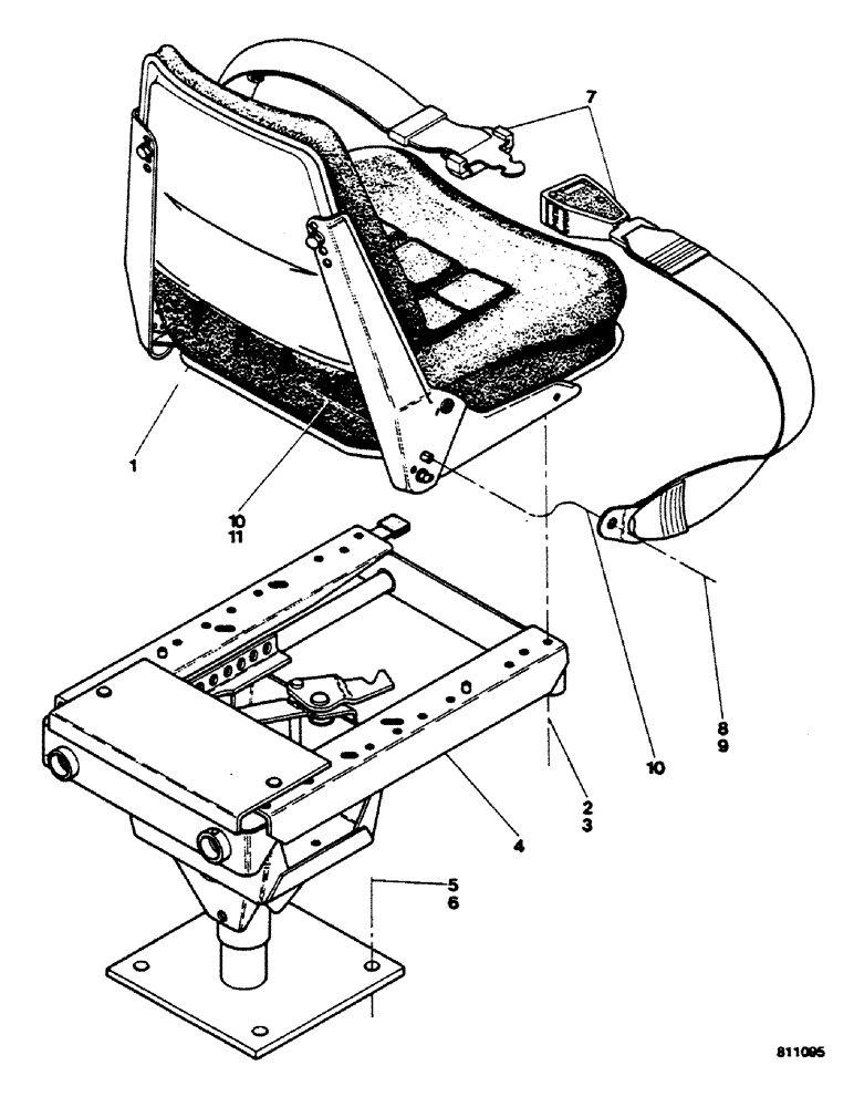Схема запчастей Case 580G - (444) - SEAT MOUNTING PARTS AND SEAT BELT (09) - CHASSIS/ATTACHMENTS