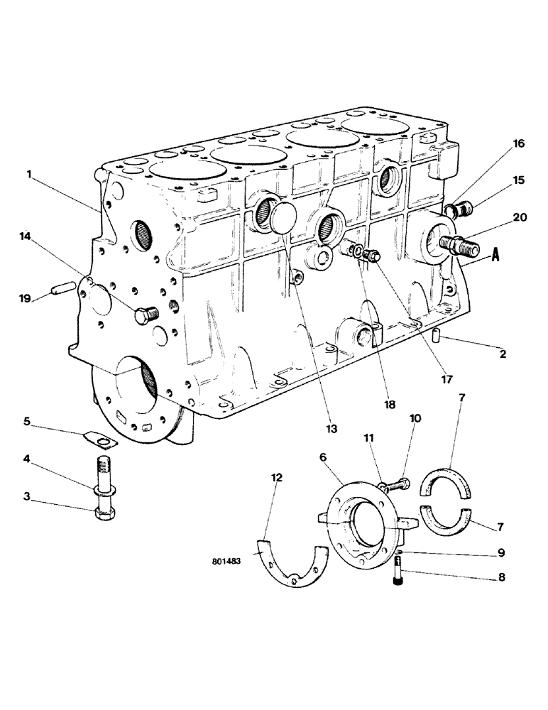 Схема запчастей Case 580G - (20) - ENGINE - CYLINDER BLOCK (10) - ENGINE