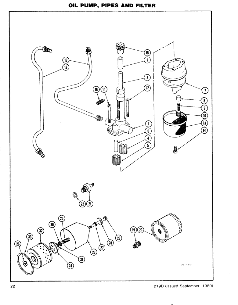 Схема запчастей Case DH7 - (22) - OIL PUMP, PIPES AND FILTER (10) - ENGINE