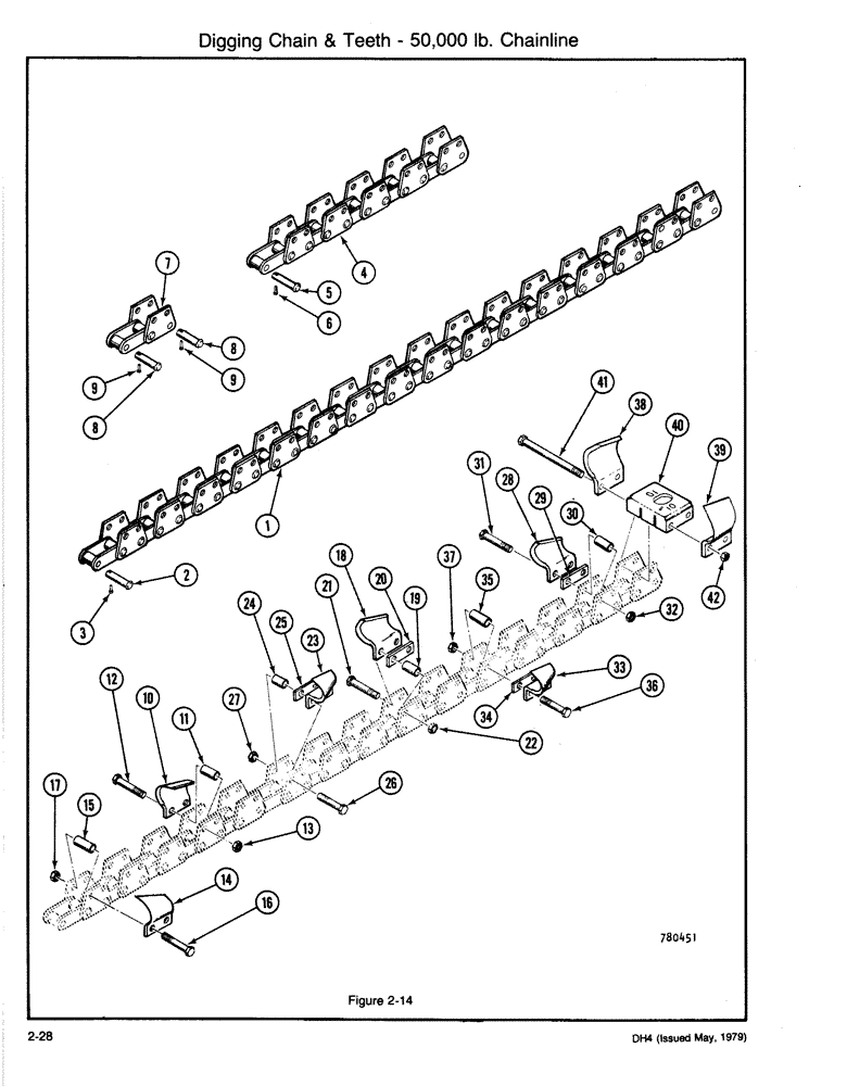 Схема запчастей Case DH4 - (2-28) - DIGGING CHAIN & TEETH - 50,000 LB. CHAINLINE (89) - TOOLS