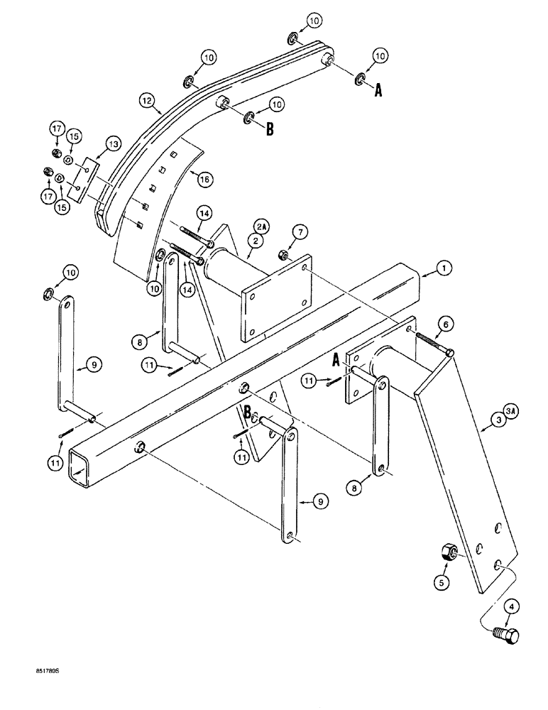 Схема запчастей Case 760 - (09-092) - CRUMBER, DIGGING CHAIN GUARD, AND MOUNTING, MODELS WITH SHORT CRUMBER BLADE BRACKET, ITEM 12 (89) - TOOLS