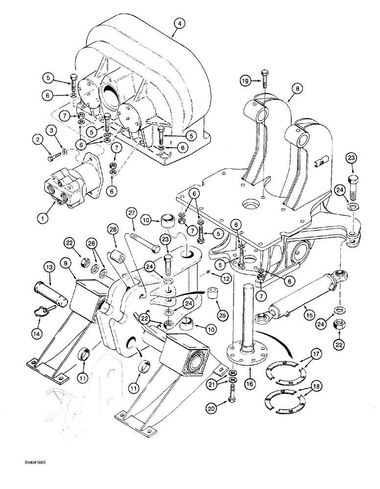 Схема запчастей Case 760 - (09-127C) - PLOW MOTOR, GEARBOX, AND BLADE MOUNTING, P.I.N. JAF0104938 AND AFTER (89) - TOOLS