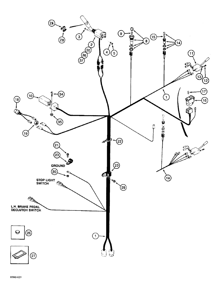 Схема запчастей Case 721B - (4-16) - HARNESS - PEDESTAL (04) - ELECTRICAL SYSTEMS