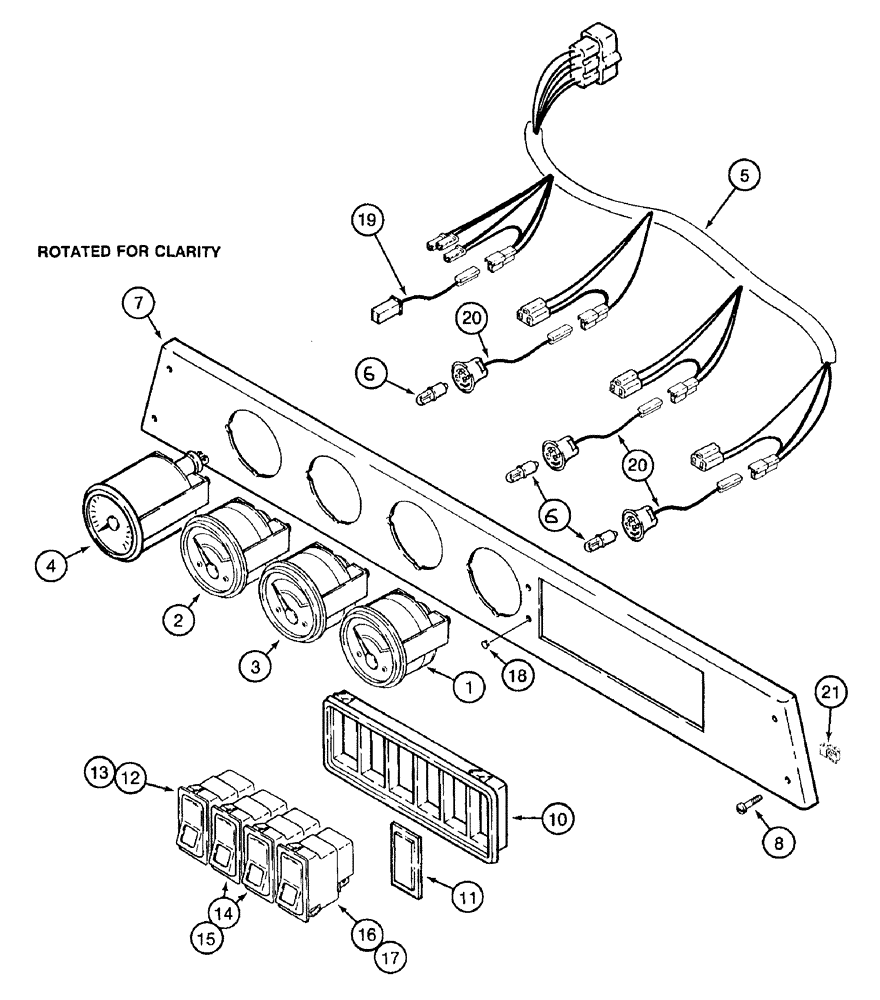 Схема запчастей Case 921B - (4-028) - GAUGES AND OVERHEAD SWITCHES (04) - ELECTRICAL SYSTEMS