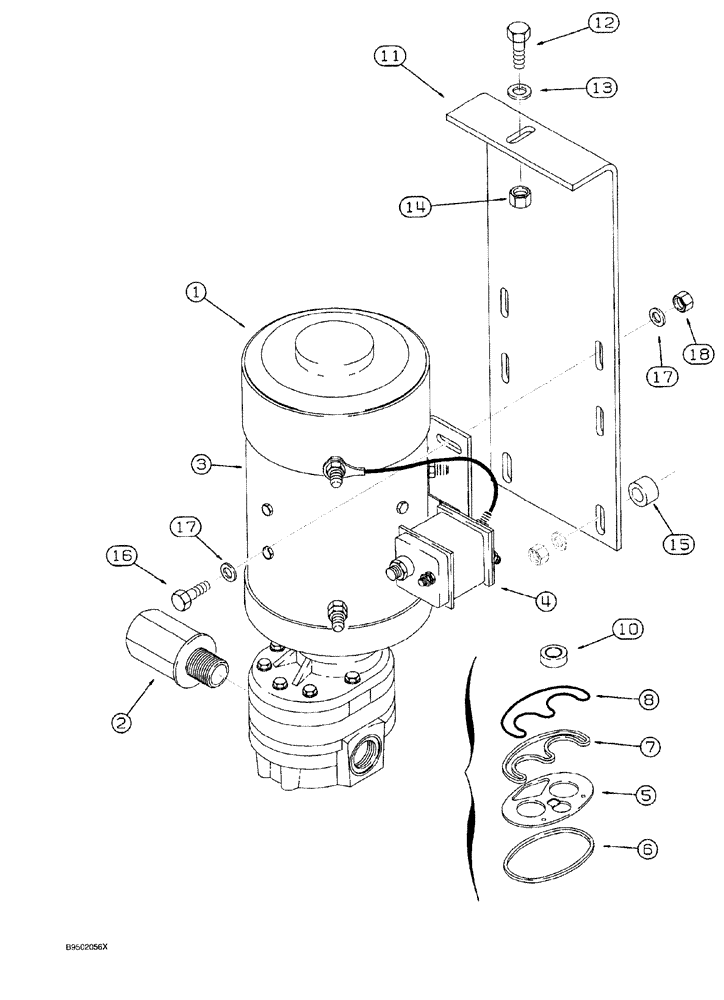 Схема запчастей Case 921 - (5-013C) - AUXILIARY STEERING PUMP AND MOTOR, ASSEMBLY AND MOUNTING (05) - STEERING