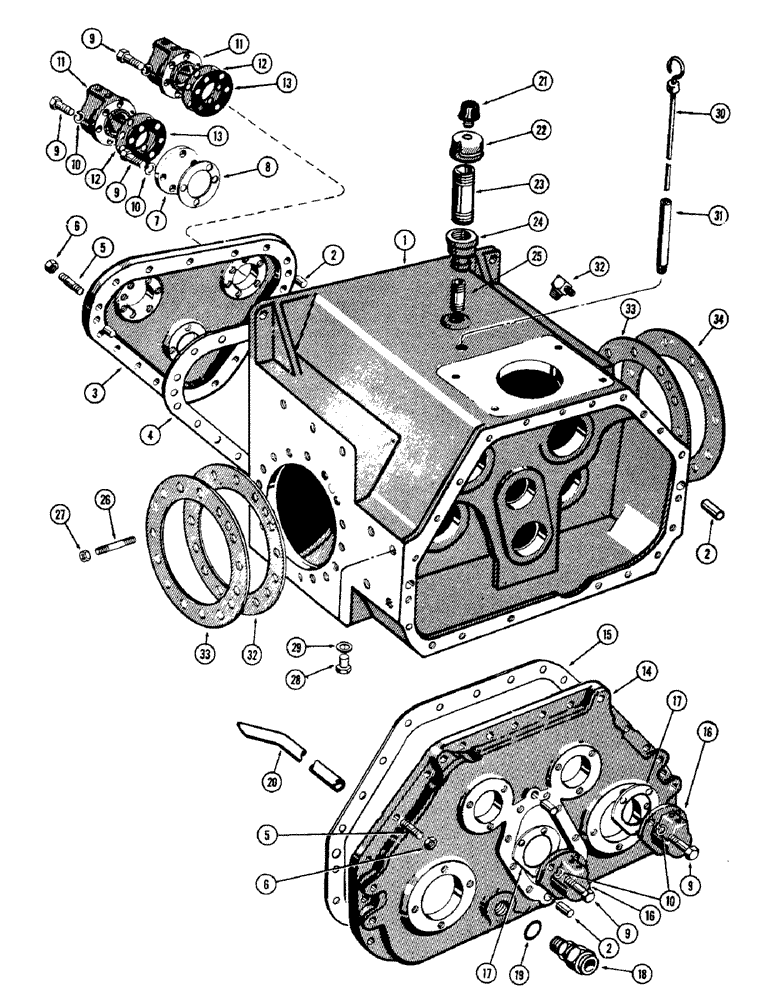 Схема запчастей Case 1150 - (065A) - TRANSMISSION HOUSING AND COVERS, USED PRIOR TO TRANS. SN 2625401 (03) - TRANSMISSION