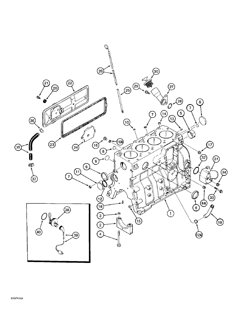 Схема запчастей Case 584E - (2-35A) - CYLINDER BLOCK, P.I.N. JJG0251722 AND AFTER, 4-390 EMISSIONS CERTIFIED ENGINE (02) - ENGINE