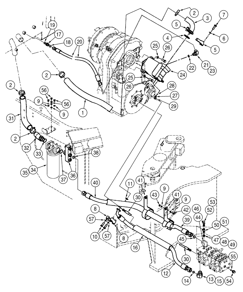 Схема запчастей Case 621D - (08-02) - HYDRAULICS - RESERVOIR TO HYDRAULIC PUMP, RESERVOIR TO PUMP AND LOADER CONTROL VALVE (08) - HYDRAULICS