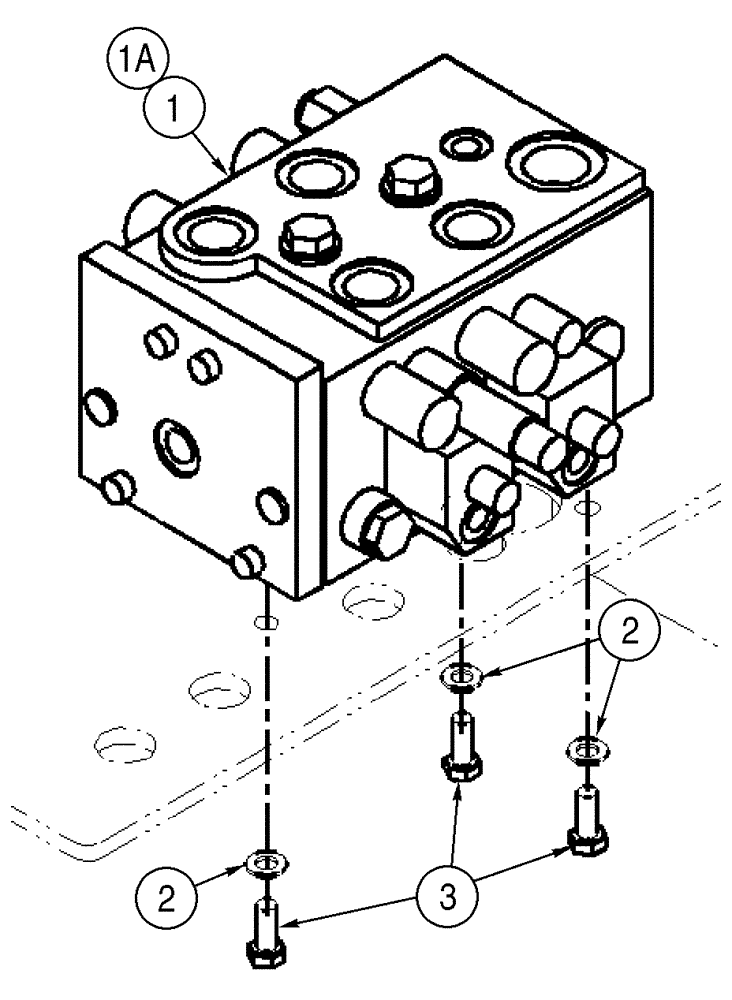 Схема запчастей Case 621D - (08-23) - VALVE, CONTROL - MOUNTING, TWO SPOOL (08) - HYDRAULICS