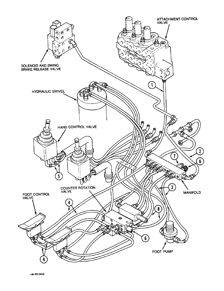 Схема запчастей Case 1088 - (1-18) - PICTORIAL INDEX, CAB HYDRAULIC CIRCUIT (00) - PICTORIAL INDEX