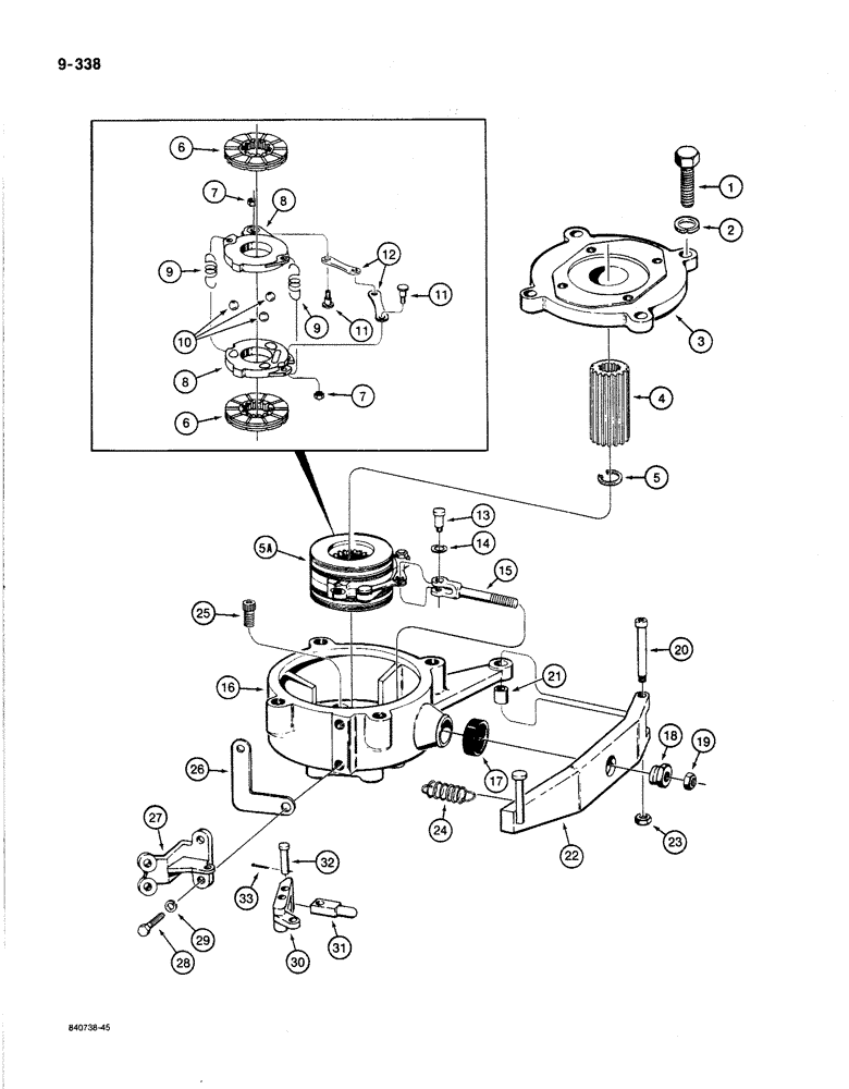Схема запчастей Case 1187B - (9-338) - SWING BRAKE (09) - CHASSIS