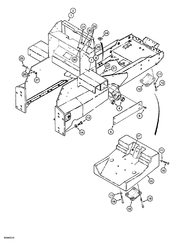 Схема запчастей Case 1150G - (9-012) - MAIN FRAME, PULL HOOK AND COUNTERWEIGHT (05) - UPPERSTRUCTURE CHASSIS