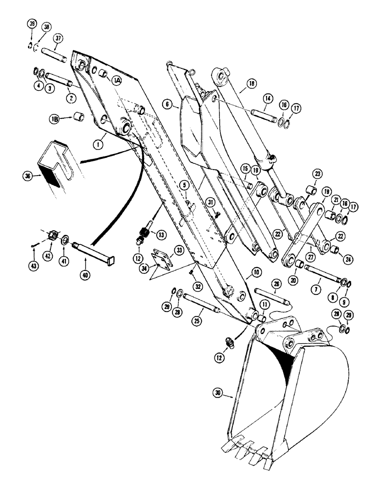 Схема запчастей Case 880 - (272) - EXTENDAHOE (FOUR FOOT DIPPER EXTENSION), MECHANICAL PARTS (09) - BOOMS