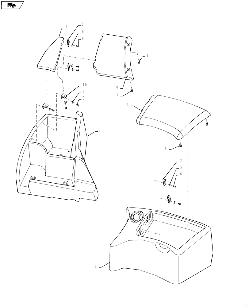 Схема запчастей Case 721F - (90.160.04) - CAB - INTERIOR TRIM - STORAGE COMPARTMENTS (90) - PLATFORM, CAB, BODYWORK AND DECALS