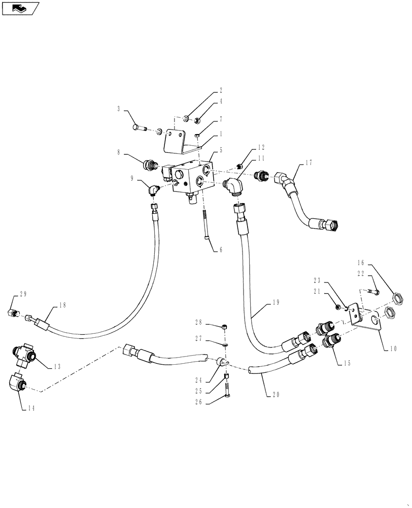 Схема запчастей Case 590SN - (35.726.20[02]) - VALVE INSTALL - BACKHOE CONTROL, SINGLE AUX (MECHANICAL CONTROLS) (35) - HYDRAULIC SYSTEMS