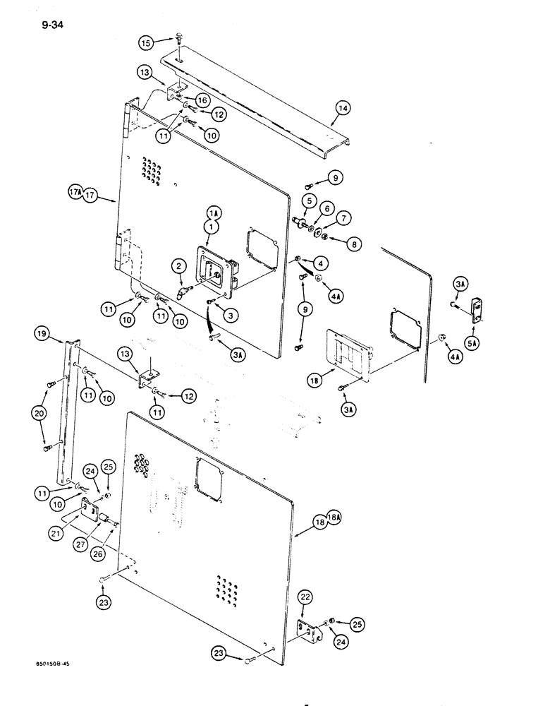 Схема запчастей Case 855D - (9-034) - REAR ACCESS COVER, USED ON ALL MODELS WITHOUT A BACKHOE (09) - CHASSIS/ATTACHMENTS