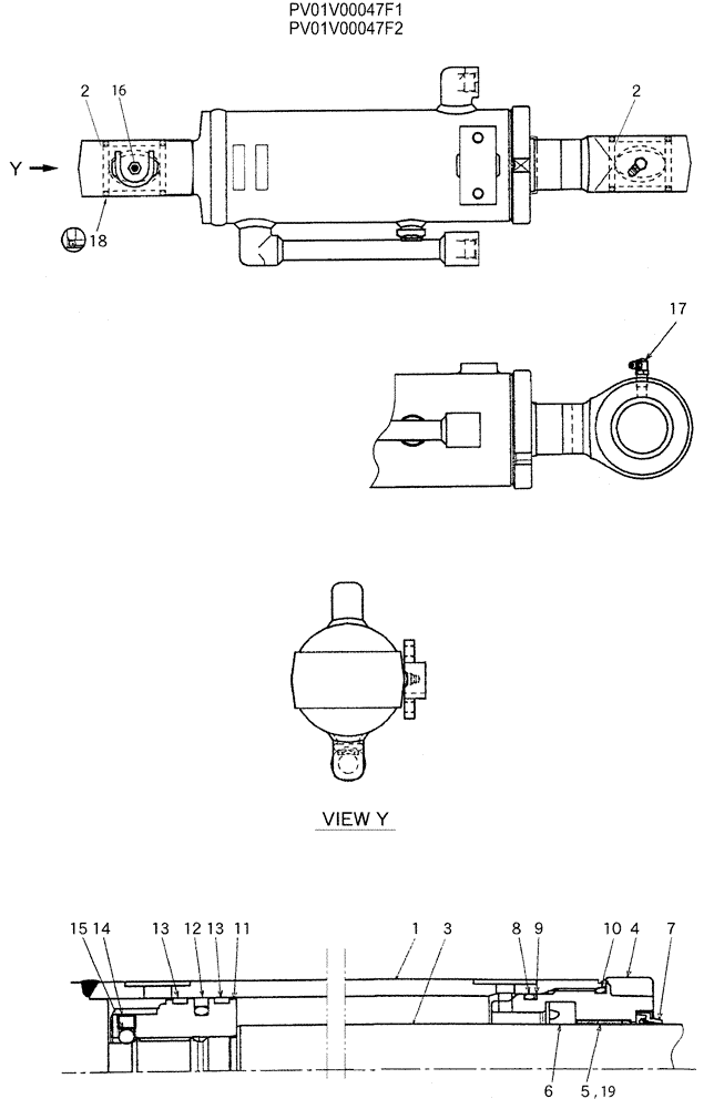Схема запчастей Case CX27B - (07-034) - CYLINDER ASSY, DOZER (35) - HYDRAULIC SYSTEMS