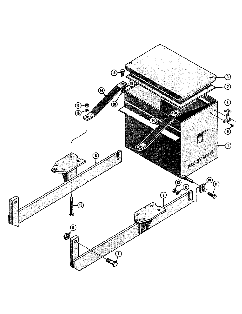 Схема запчастей Case 420B - (24) - 900 POUND REAR WEIGHT BOX, TRACTOR WITH TERRALOADR 