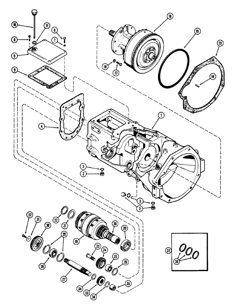 Схема запчастей Case 580 - (090) - TORQUE CONVERTER & POWER SHUTTLE (17) - TORQUE CONVERTER