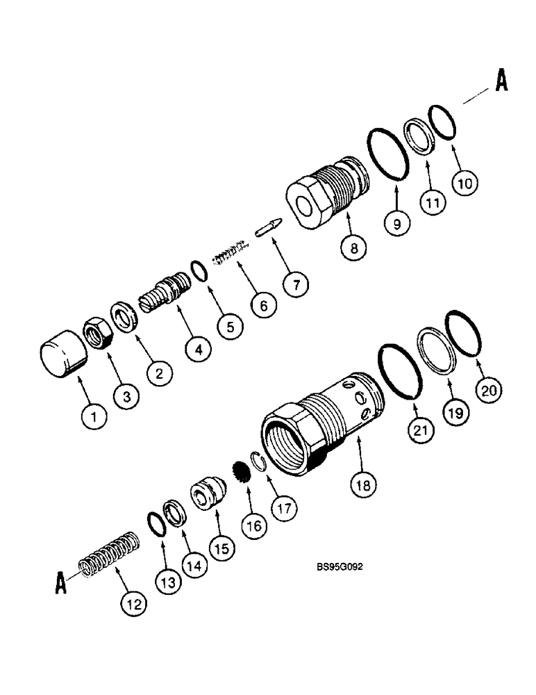 Схема запчастей Case 580L - (8-124) - THREE-POINT HITCH CONTROL VALVE, INLET/OUTLET SECTION MAIN RELIEF VALVE (08) - HYDRAULICS