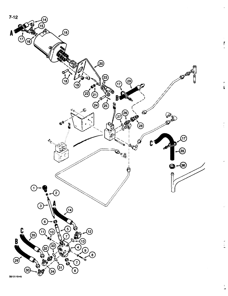Схема запчастей Case 680L - (7-12) - PARKING BRAKE HYDRAULIC CIRCUIT (07) - BRAKES
