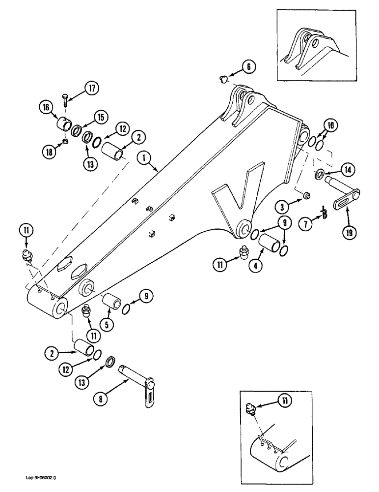 Схема запчастей Case 1088 - (9F-04) - ARM AND MOUNTING PINS, WITH 2.20 M ARM (09) - CHASSIS/ATTACHMENTS