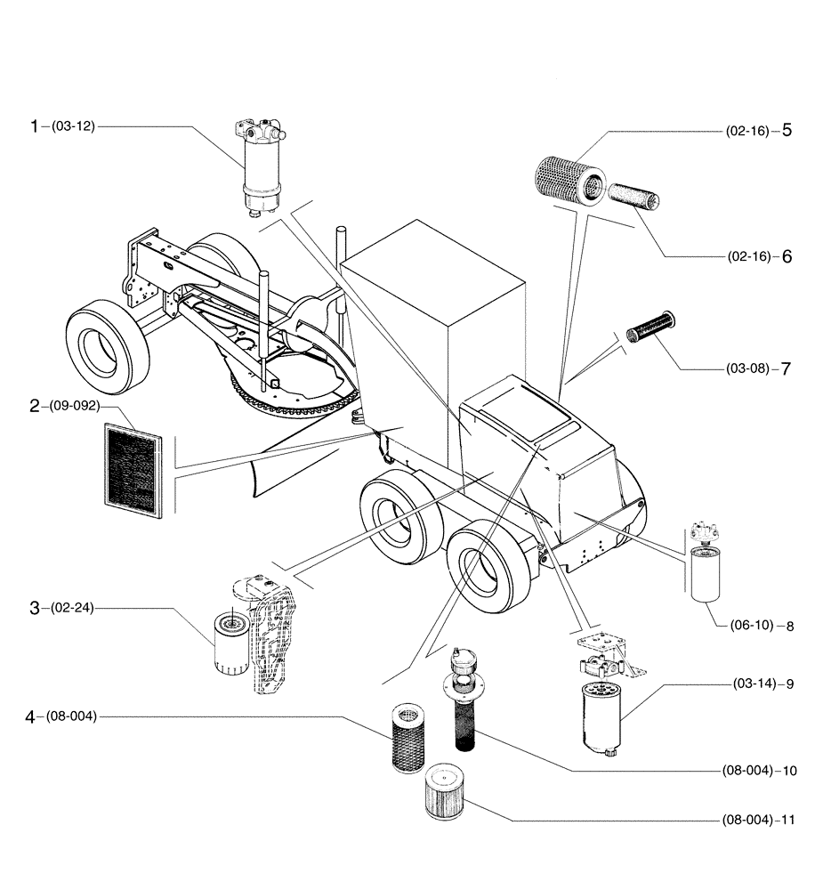 Схема запчастей Case 865 AWD - (01-01[01]) - FILTERS (00) - PICTORIAL INDEX