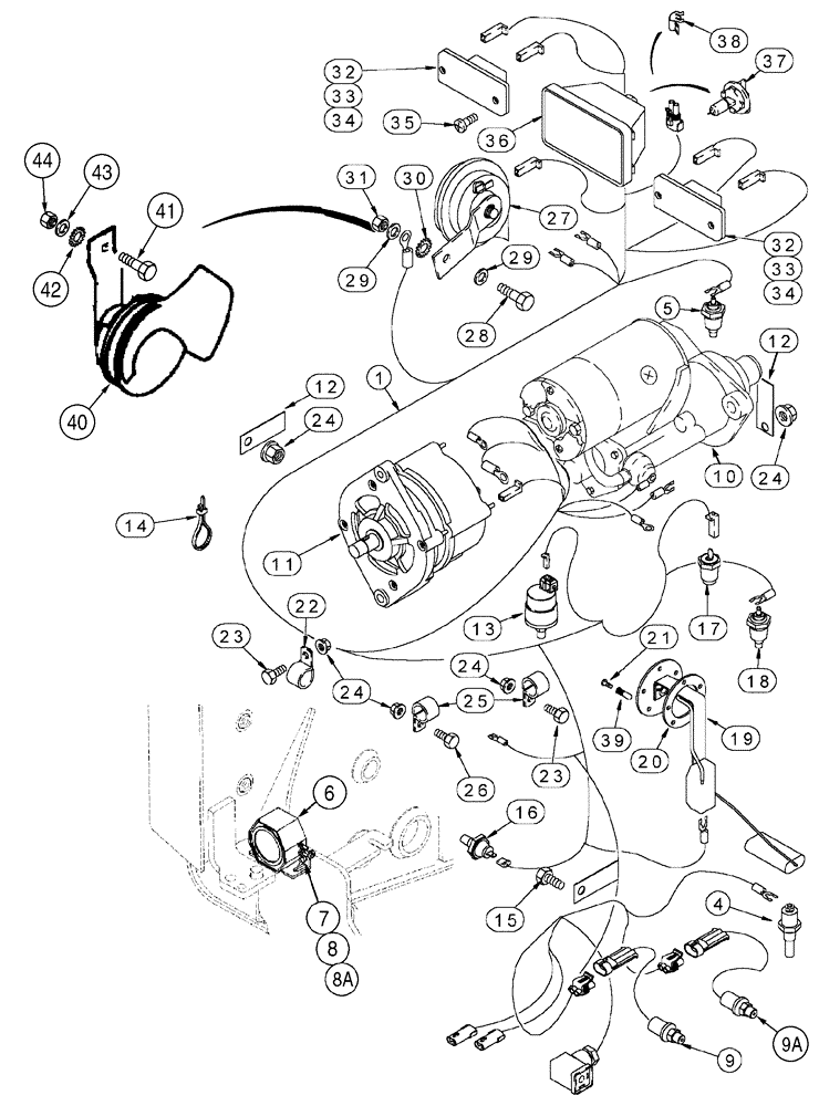 Схема запчастей Case 95XT - (04-12) - CHASSIS HARNESS, REAR (NORTH AMERICA JAF0311357- / EUROPE JAF0274360-) (04) - ELECTRICAL SYSTEMS