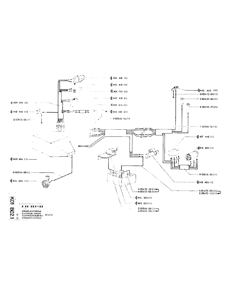 Схема запчастей Case TC45 - (075) - ELECTRICAL CIRCUIT 