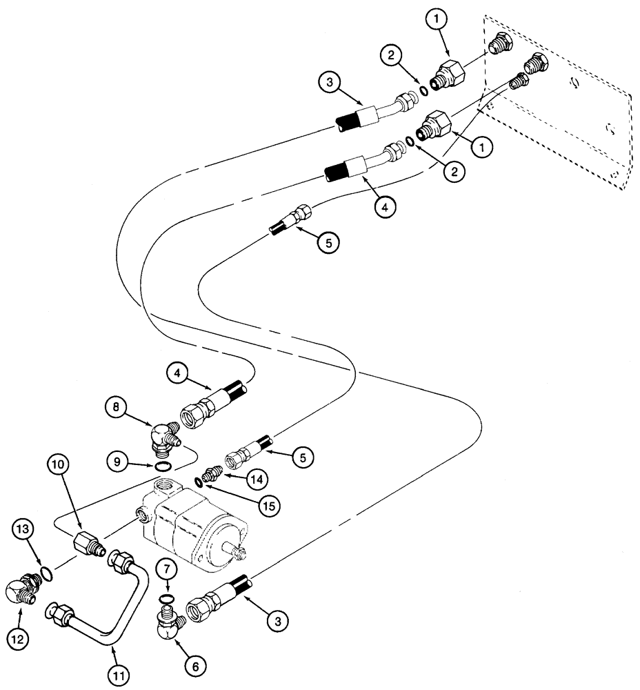 Схема запчастей Case 460 - (8-074) - TRENCHER DRIVE HYDRAULIC CIRCUIT, REAR BULKHEAD PLATE TO MOTOR, PLANETARY DRIVE TRENCHER (08) - HYDRAULICS