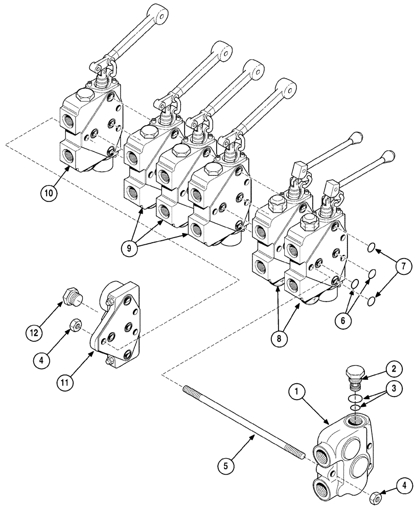 Схема запчастей Case 6010 - (08-15) - VALVE ASSY - REAR CONTROL, 336367A2 (35) - HYDRAULIC SYSTEMS