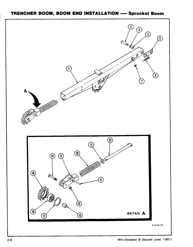 Схема запчастей Case CASE - (2-06) - TRENCHER BOOM, BOOM END INSTALLATION - SPROCKET BOOM (18) - MISCELLANEOUS