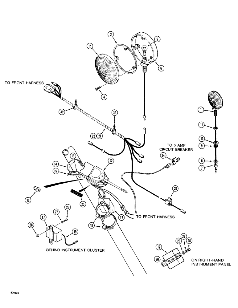 Схема запчастей Case W14 - (198) - TURN SIGNAL AND FLASHER LAMP, USED BEFORE PIN 9154965 (04) - ELECTRICAL SYSTEMS