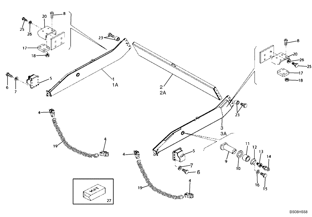 Схема запчастей Case 327B - (98A00000891[001]) - TAILGATE, STANDARD ROCK DUMP BODY (87606501) (19) - OPTIONS