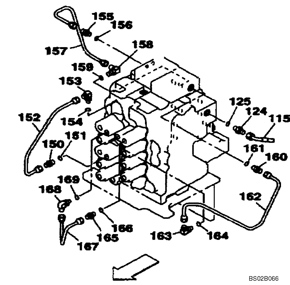 Схема запчастей Case CX130 - (08-052) - HYDRAULICS - PILOT CONTROL LINES (08) - HYDRAULICS