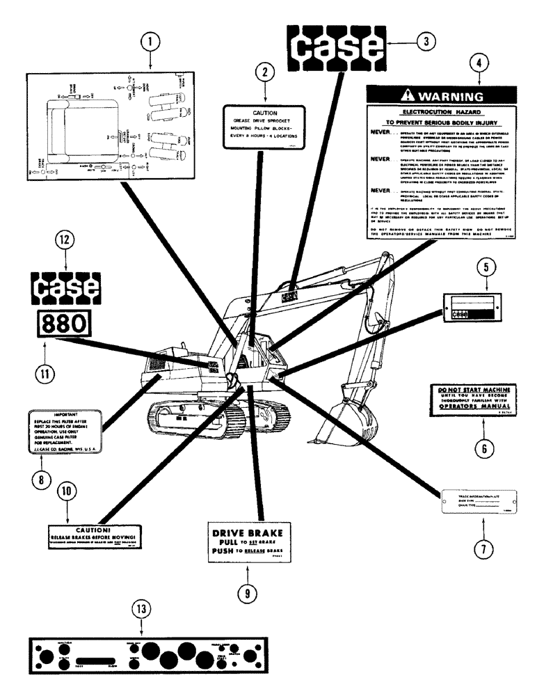 Схема запчастей Case 880 - (300) - DECALS (05) - UPPERSTRUCTURE CHASSIS