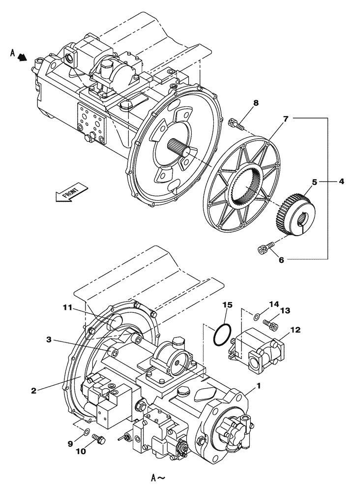 Схема запчастей Case CX300C - (08-002-01[01]) - HYDRAULIC PUMP - COUPLING - OPTIONAL (08) - HYDRAULICS