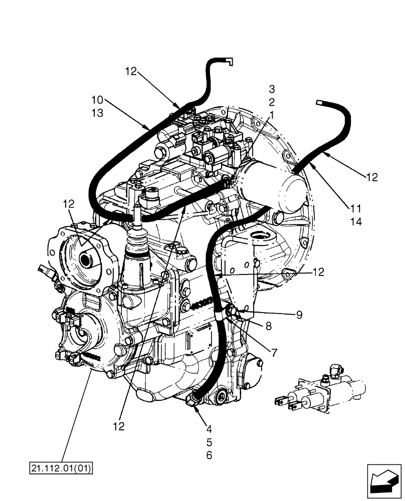 Схема запчастей Case 580SM - (33.202.12) - BRAKE LINES TO TRANSMISSION - 4WD (580SM/SM+) (33) - BRAKES & CONTROLS