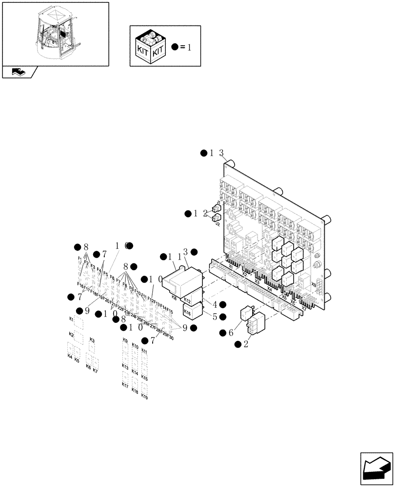 Схема запчастей Case 321E - (439[05]) - CAB: ELECTRONIC CONTROL UNIT (10) - OPERATORS PLATFORM