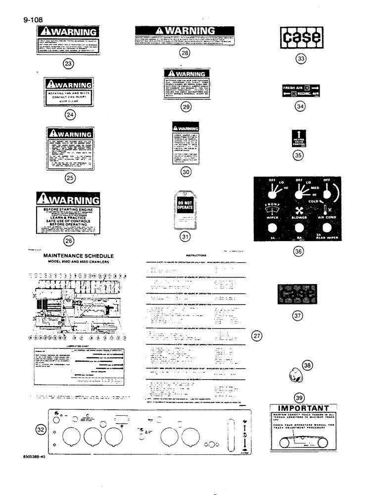 Схема запчастей Case 855D - (9-108[B]) - DECALS (09) - CHASSIS/ATTACHMENTS
