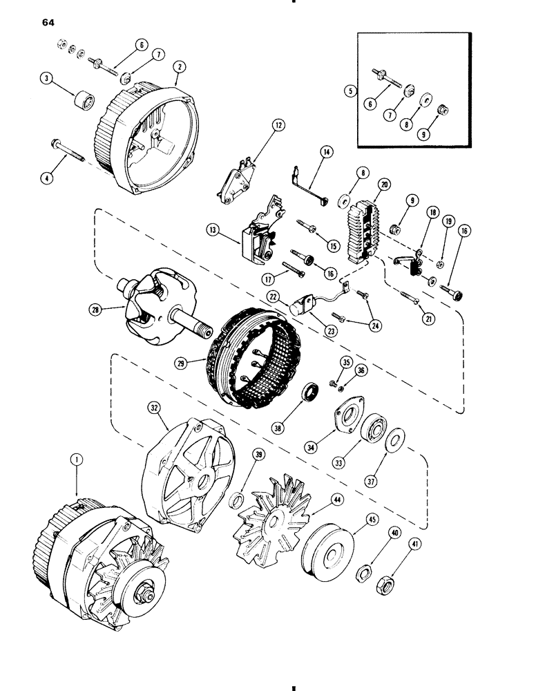 Схема запчастей Case 584C - (064) - D77810 ALTERNATOR, DELCO-REMY NO. 1102927 (55) - ELECTRICAL SYSTEMS