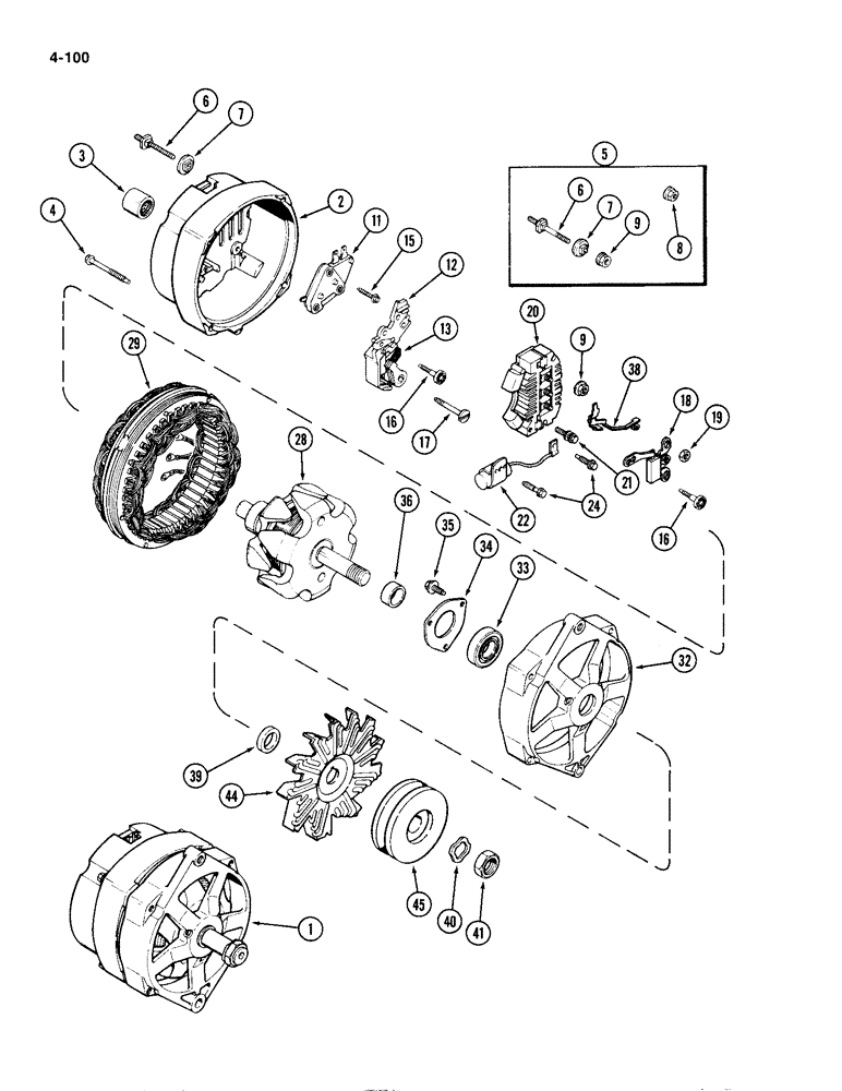 Схема запчастей Case 1835B - (4-100) - A167153 ALTERNATOR (04) - ELECTRICAL SYSTEMS
