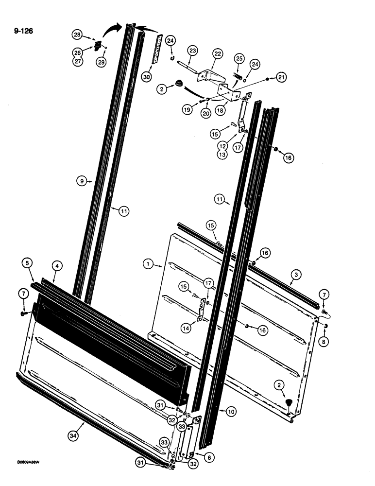 Схема запчастей Case 680L - (9-126) - CAB REAR WINDOW (09) - CHASSIS/ATTACHMENTS