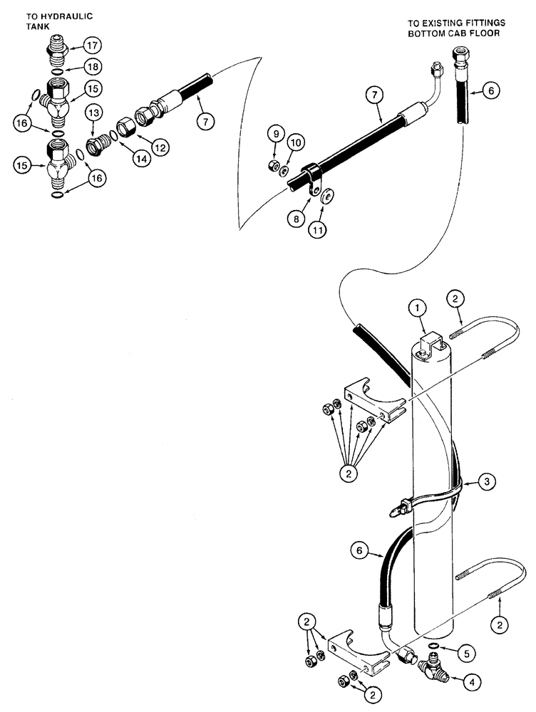 Схема запчастей Case 921B - (8-060) - REMOTE LOADER CONTROL CIRCUIT - ACCUMULATOR TO REMOTE LOADER CONTROLS & RETURN TO HYD. RESERVOIR (08) - HYDRAULICS
