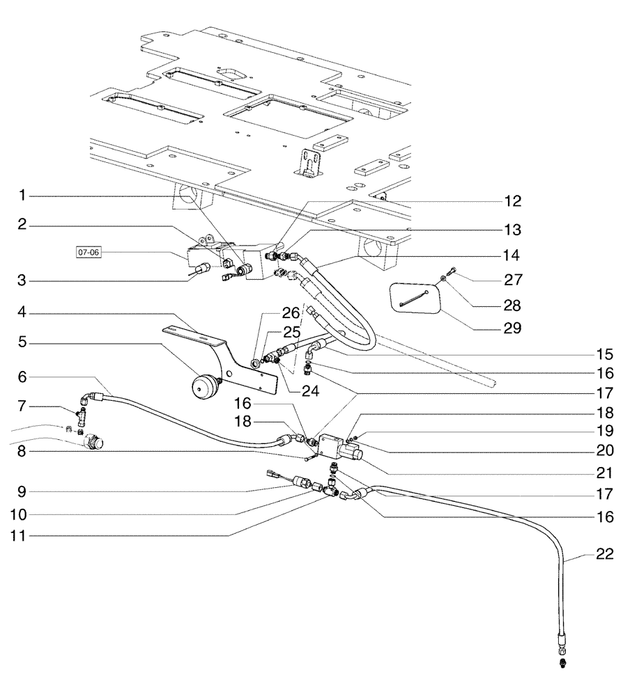 Схема запчастей Case 885B - (07-08[01]) - BRAKE HYDRAULIC SYSTEM (07) - BRAKES