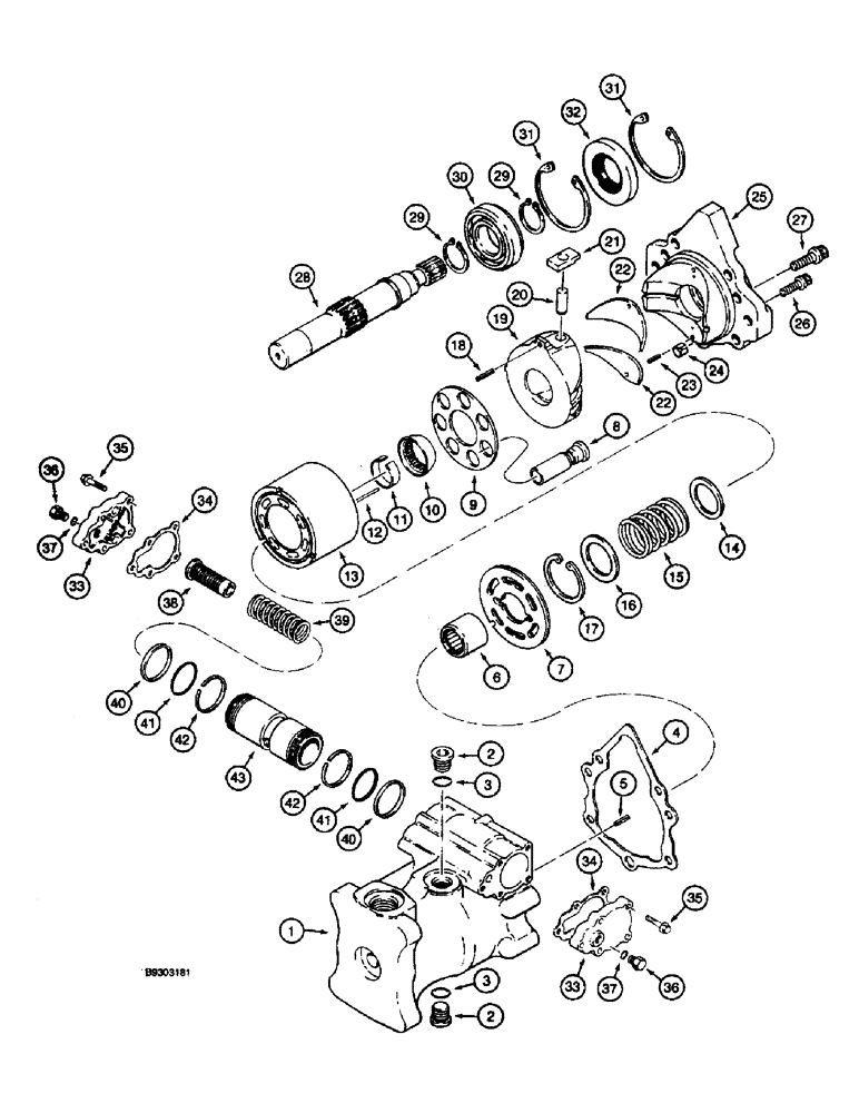 Схема запчастей Case 660 - (6-24) - GROUND DRIVE MOTOR - H674155 (06) - POWER TRAIN